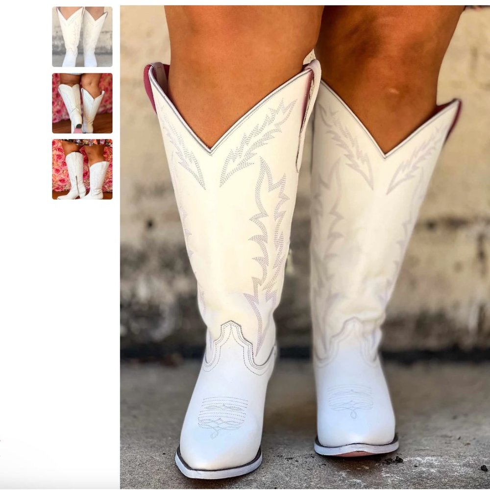 NWT Southern Fried Chics Loretta Wide Calf Boot Size 8 White